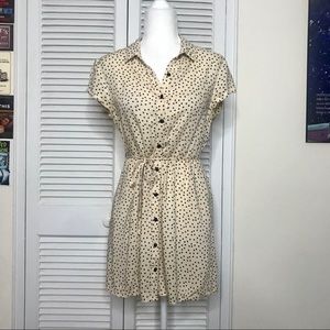 Beige Shirt Dress w/ Black Polka Dots by H&M